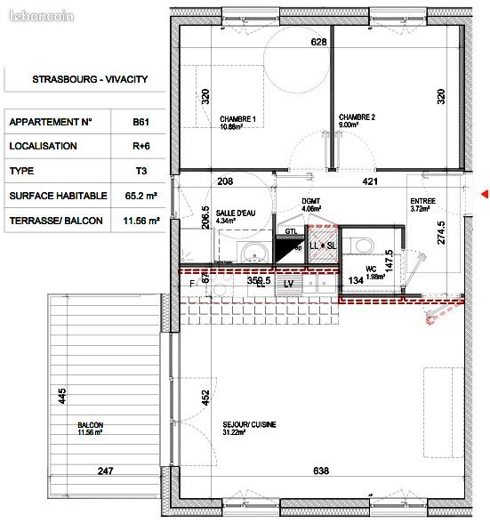 Appartement à louer, 65m², Strasbourg