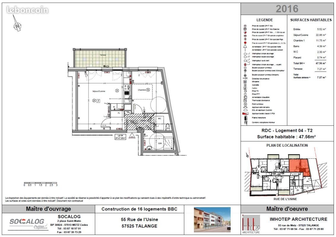 Appartement à louer, 47m², Talange