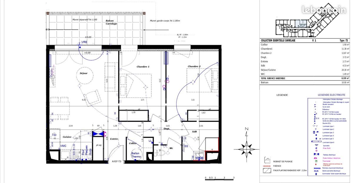 Appartement à louer, 63m², Dax