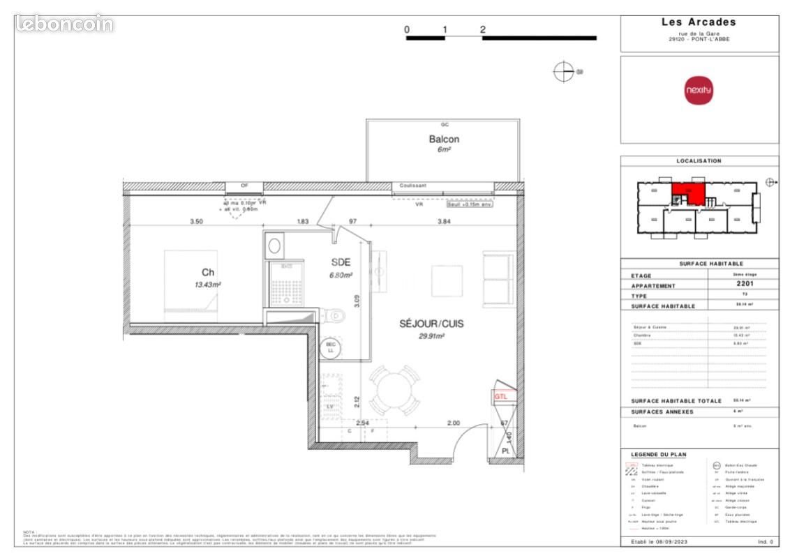 Appartement à louer, 50m², Pont-l'Abbé