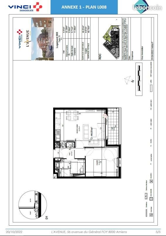 Appartement à louer, 44m², Amiens