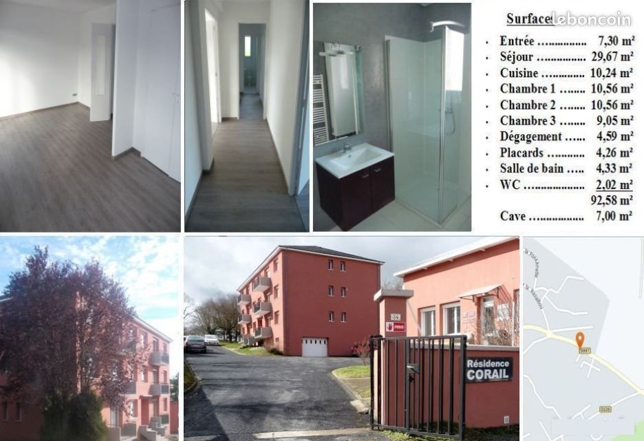 Appartement à louer, 93m², Naucelle