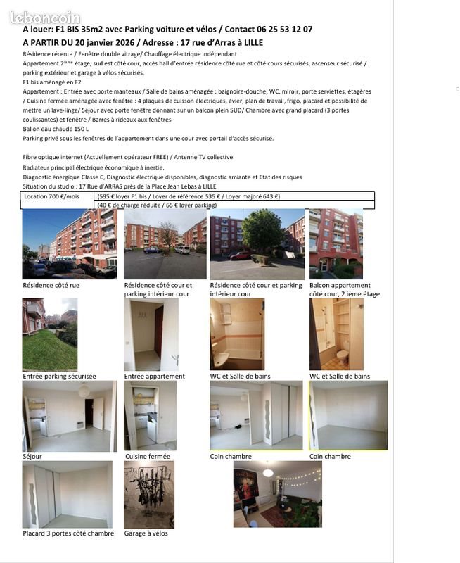 Appartement à louer, 35m², Lille