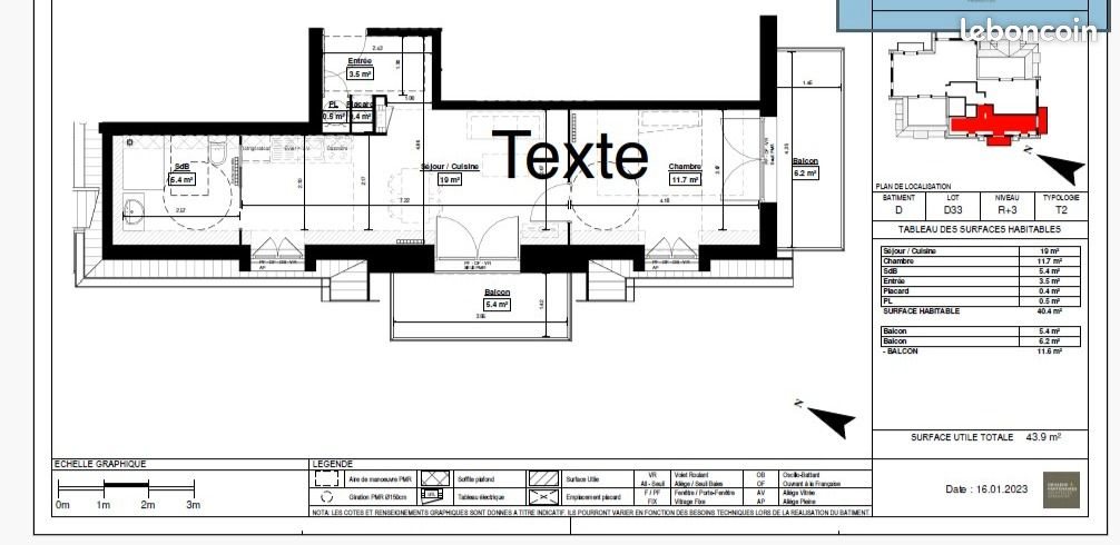 Appartement à louer, 40m², Hem