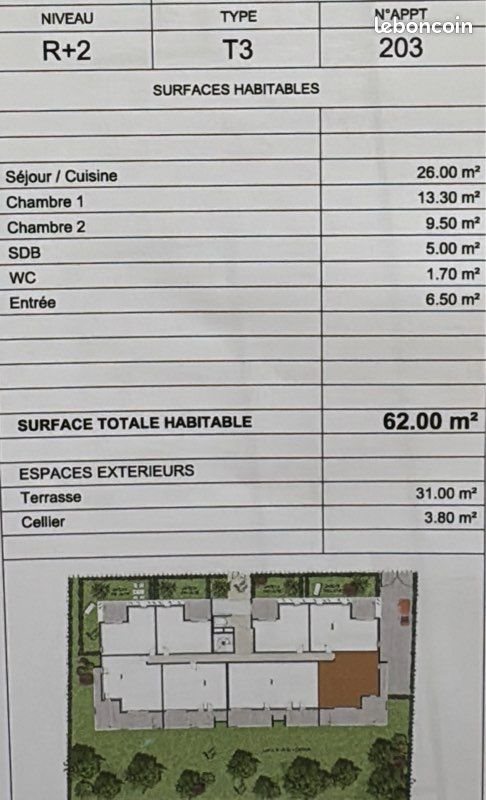 Appartement à louer, 62m², Baillargues