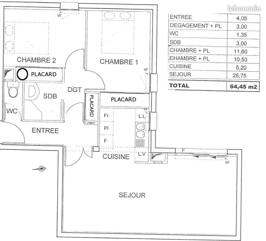 Appartement à louer, 65m², Bordeaux