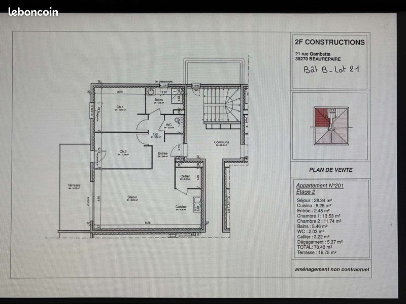 Appartement à vendre, 78m², Saint-Barthélemy-de-Beaurepaire