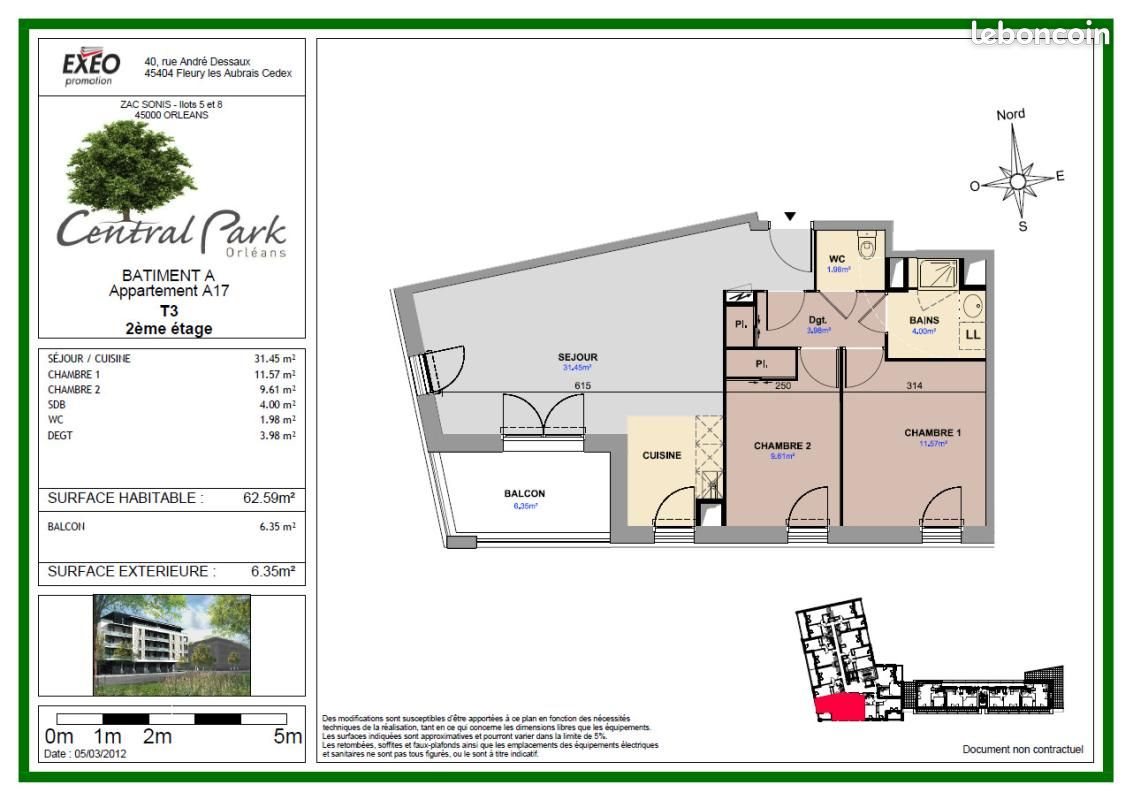 Appartement à louer, 62m², Orléans