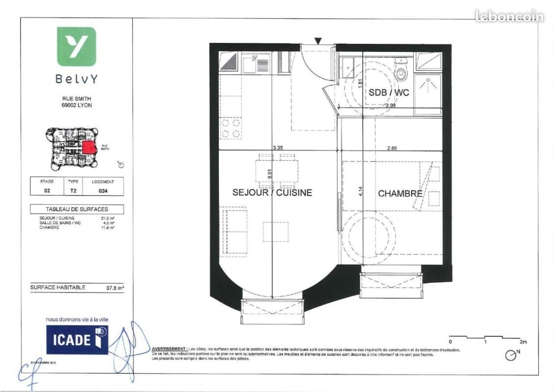 Appartement à louer, 38m², Lyon 2ème