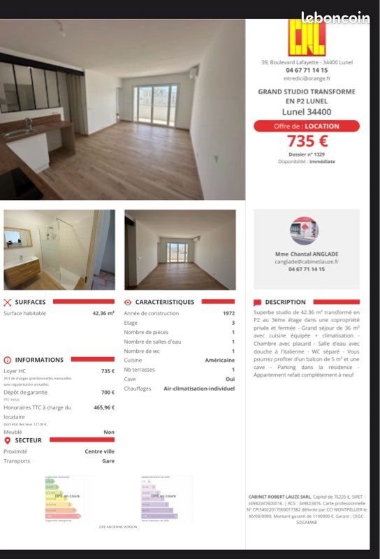 Appartement à louer, 42m², Lunel