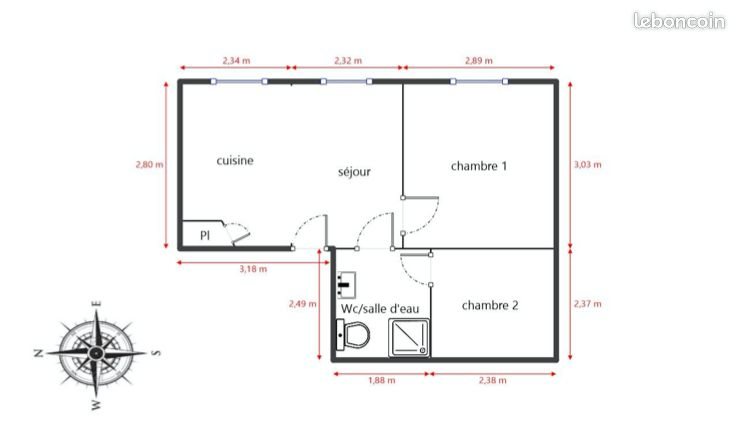 Appartement à louer, 33m², Marseille 4ème