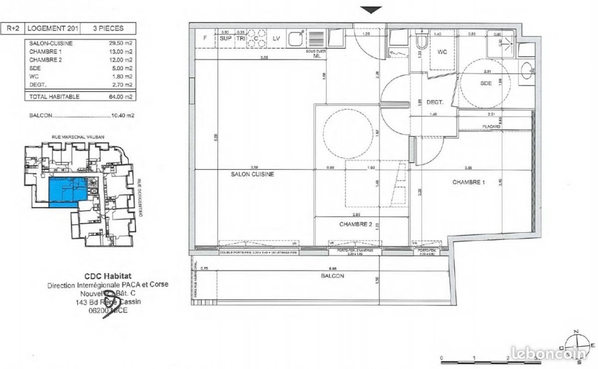 Appartement à louer, 64m², Nice