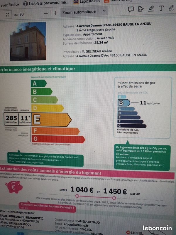 Appartement à louer, 48m², Baugé