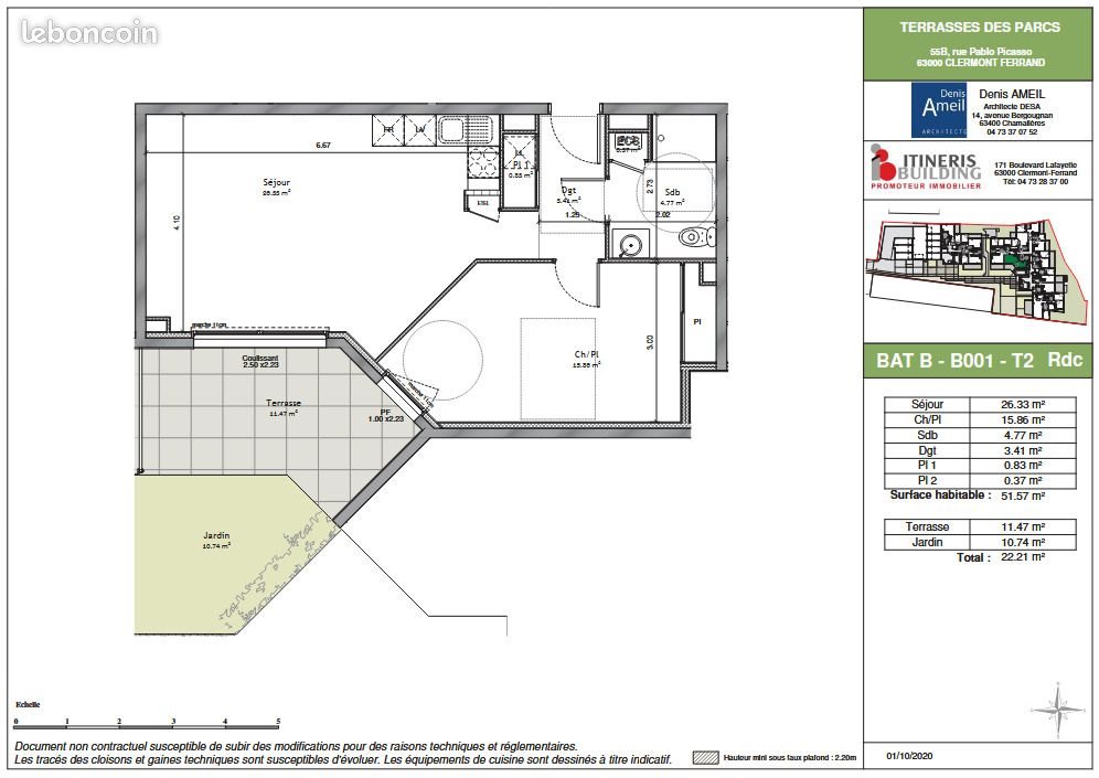 Appartement à louer, 51m², Clermont-Ferrand