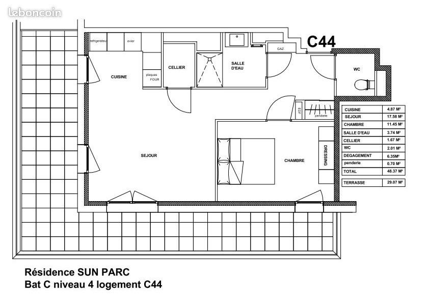 Appartement à louer, 48m², Epron