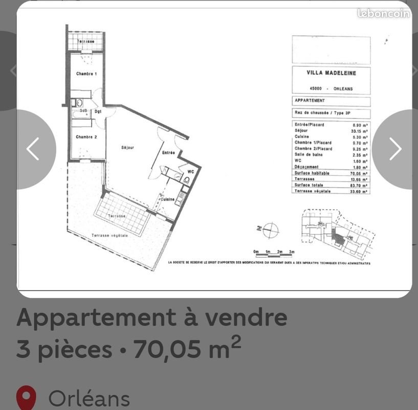Appartement à vendre, 69m², Orléans