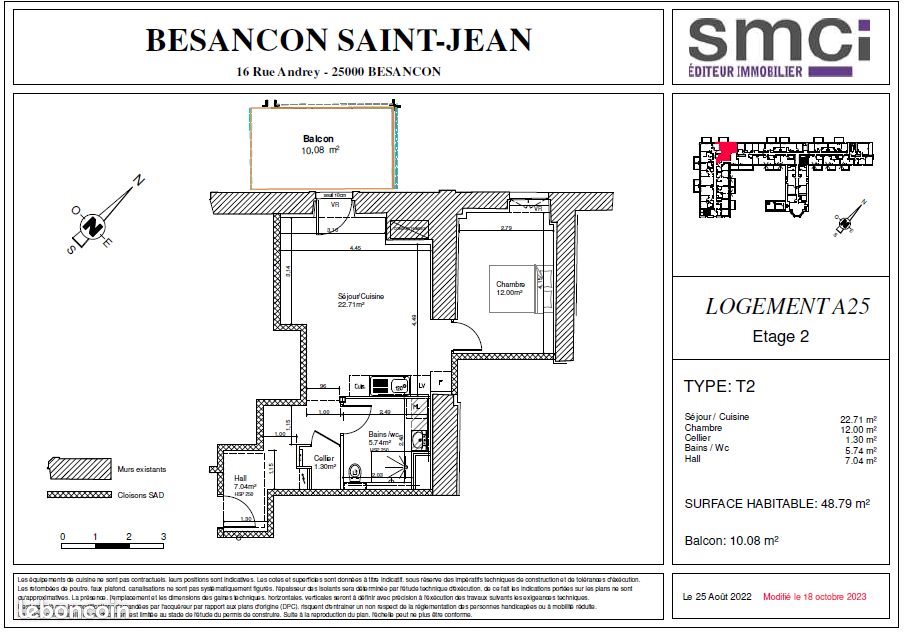 Appartement à vendre, 48m², Besançon