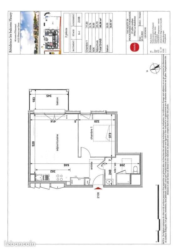 Appartement à louer, 48m², Fleury-sur-Orne