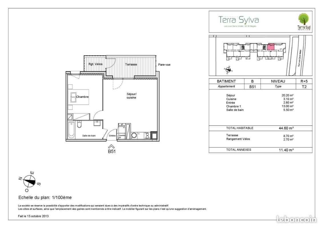 Appartement à louer, 44m², Bègles
