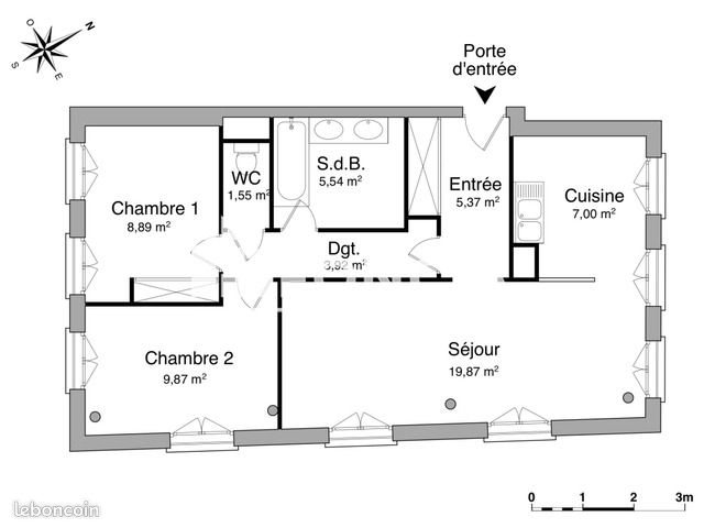 Appartement à louer, 62m², Sedan