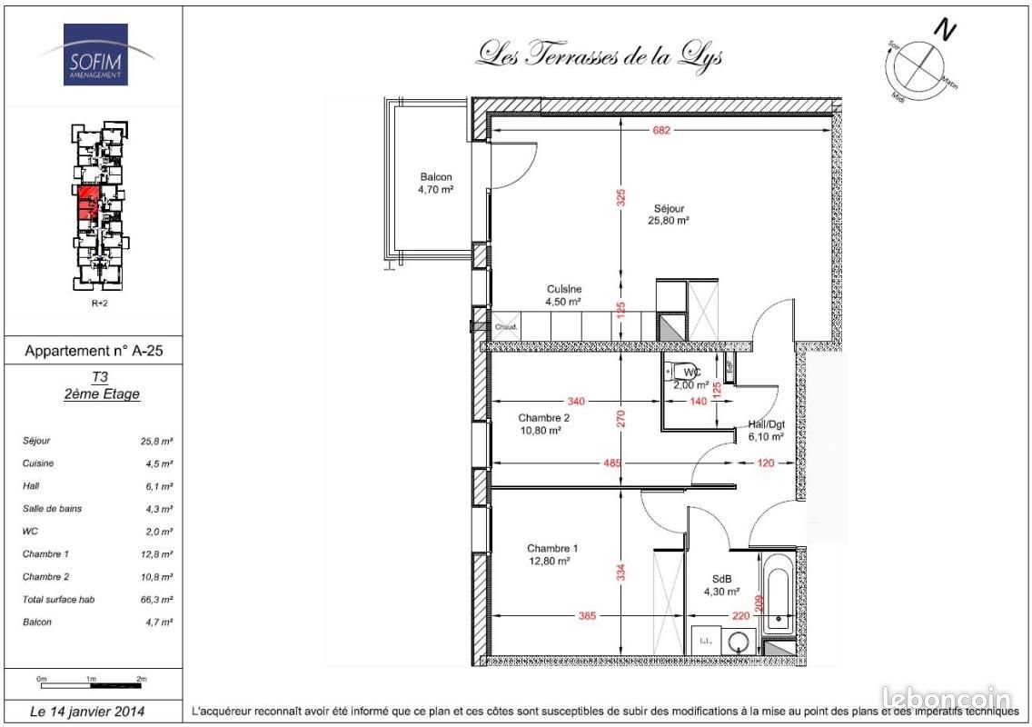 Appartement à louer, 66m², Comines