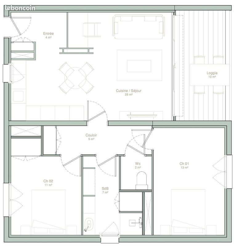 Appartement à louer, 67m², Bordeaux