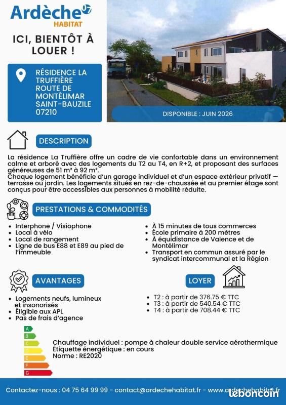 Appartement à louer, 71m², Saint-Bauzile