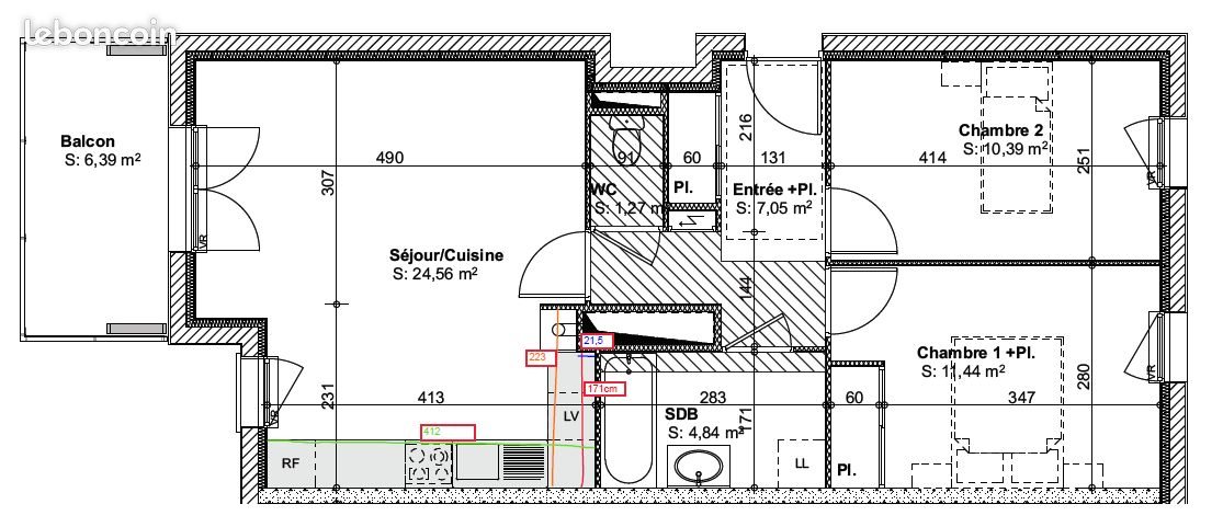 Appartement à louer, 63m², Tours
