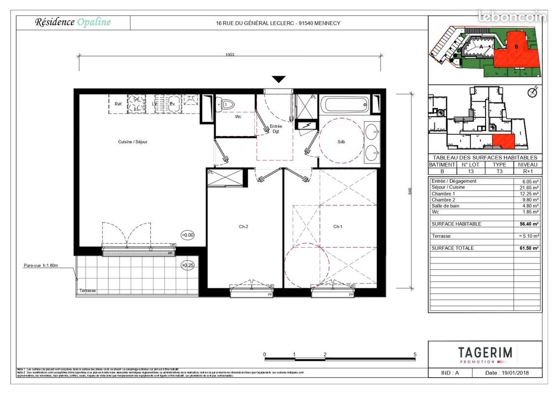 Appartement à louer, 56m², Mennecy