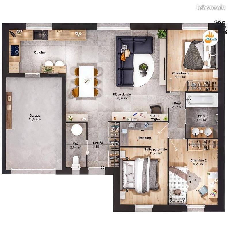 Maison à vendre, 76m², Moult