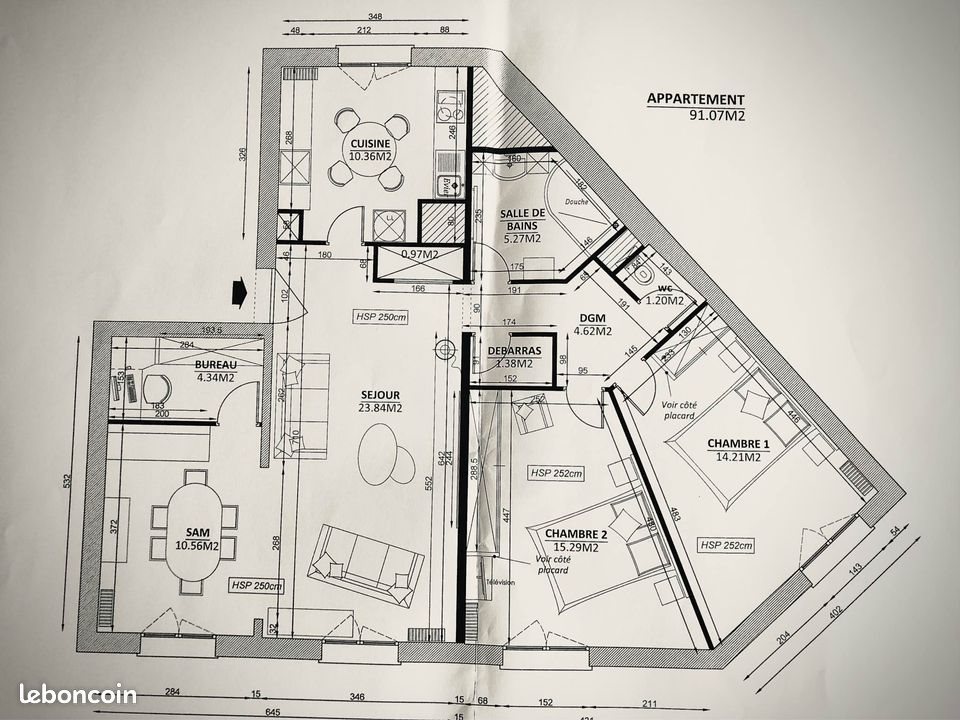 Appartement à louer, 91m², Tours