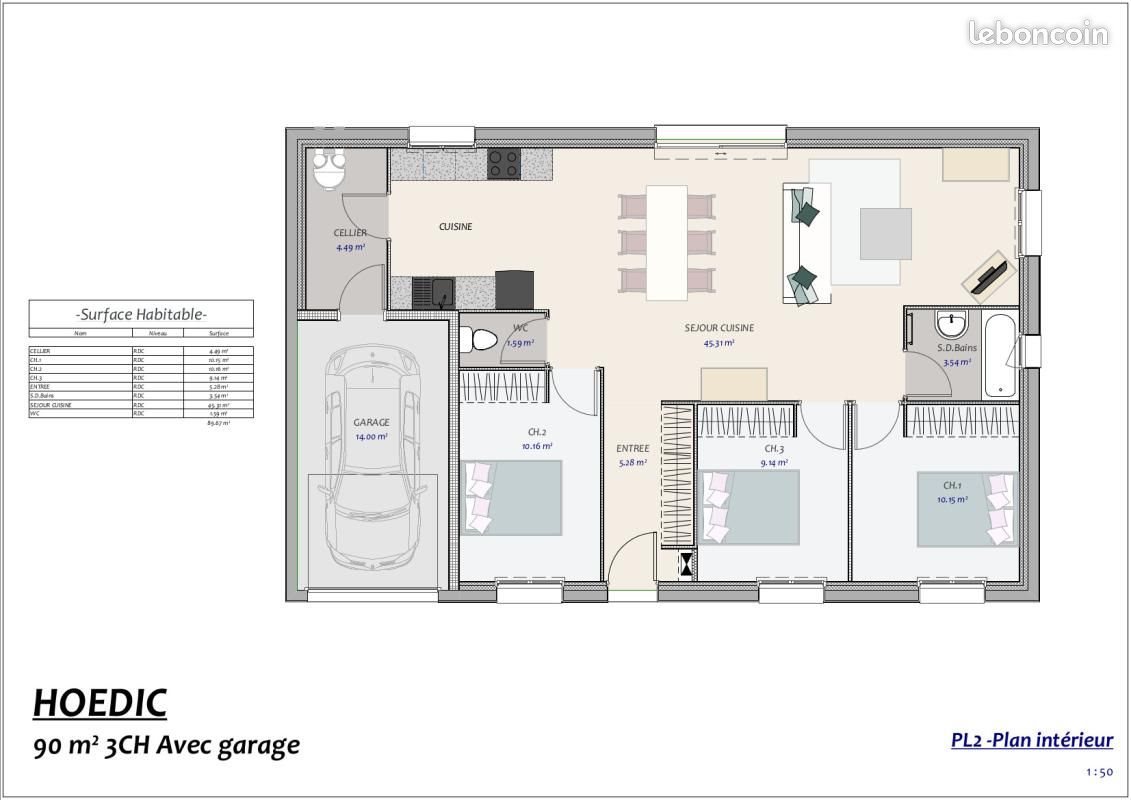 Maison à vendre, 90m², Languidic