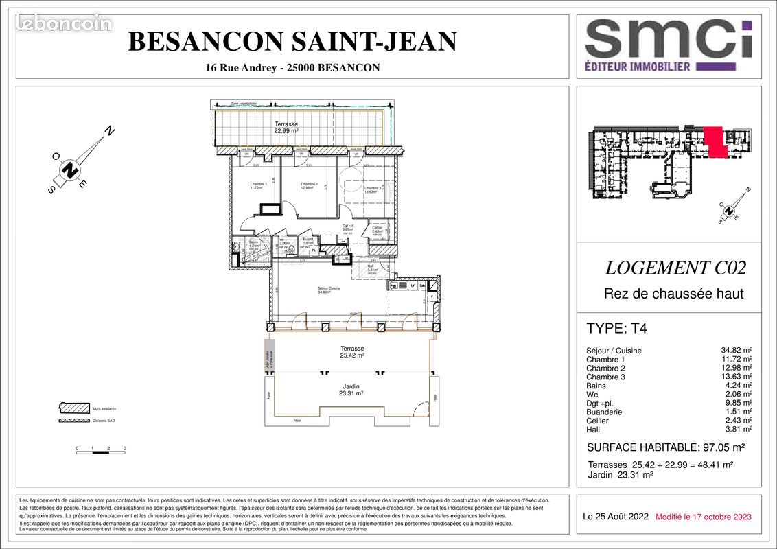 Appartement à vendre, 97m², Besançon