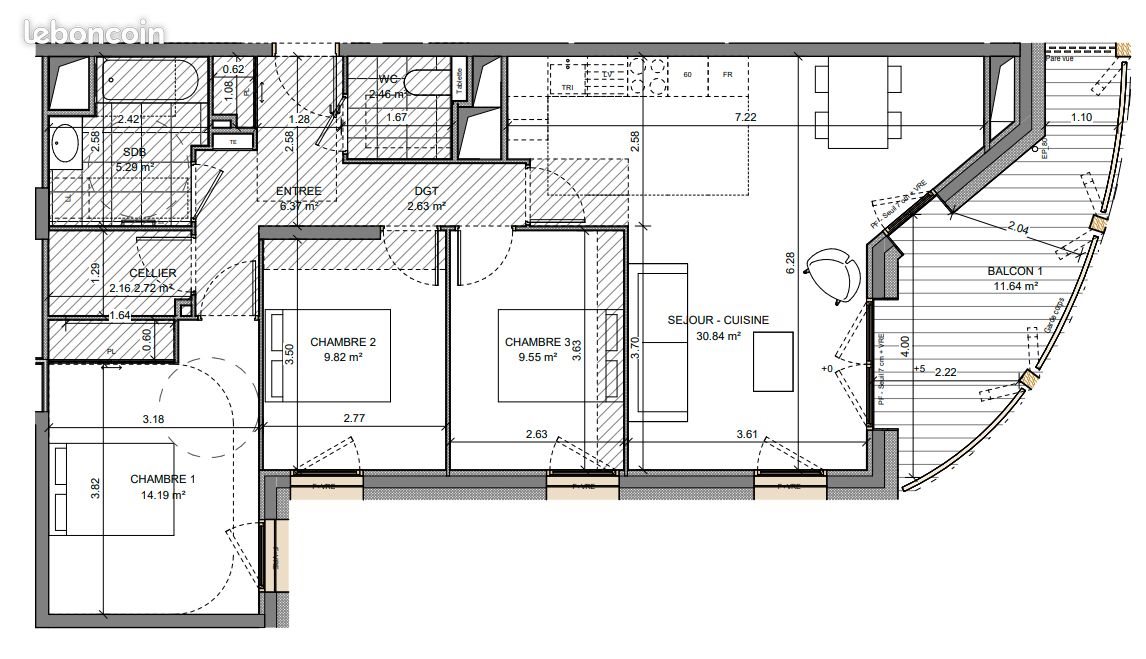 Appartement à vendre, 84m², Rennes
