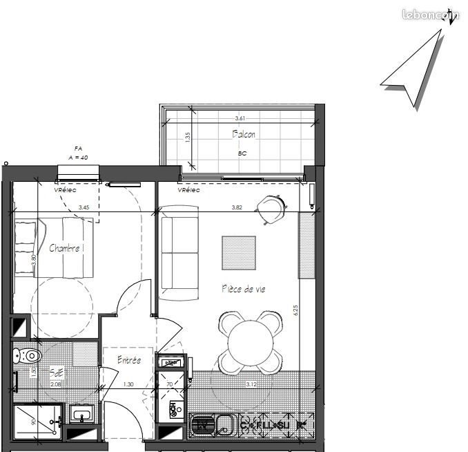 Appartement à louer, 44m², Gorges