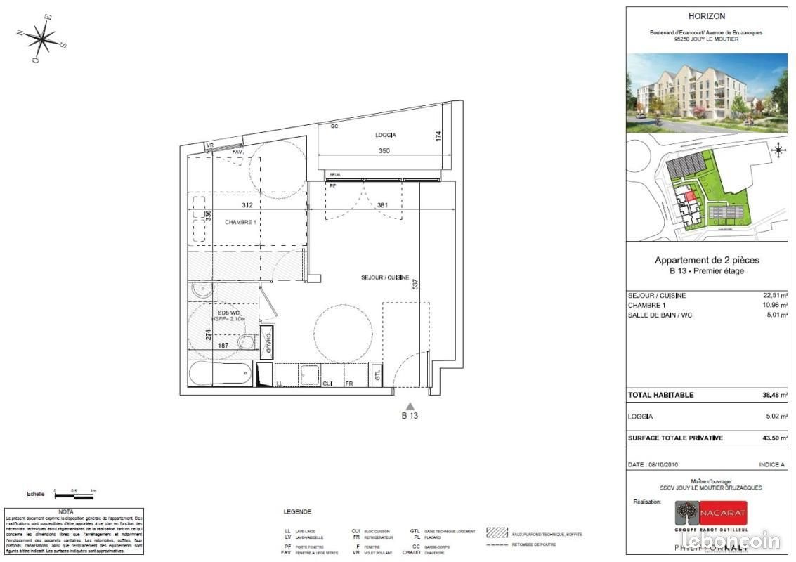 Appartement à louer, 38m², Jouy-le-Moutier