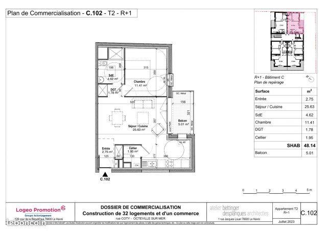 Appartement à vendre, 48m², Octeville-sur-Mer