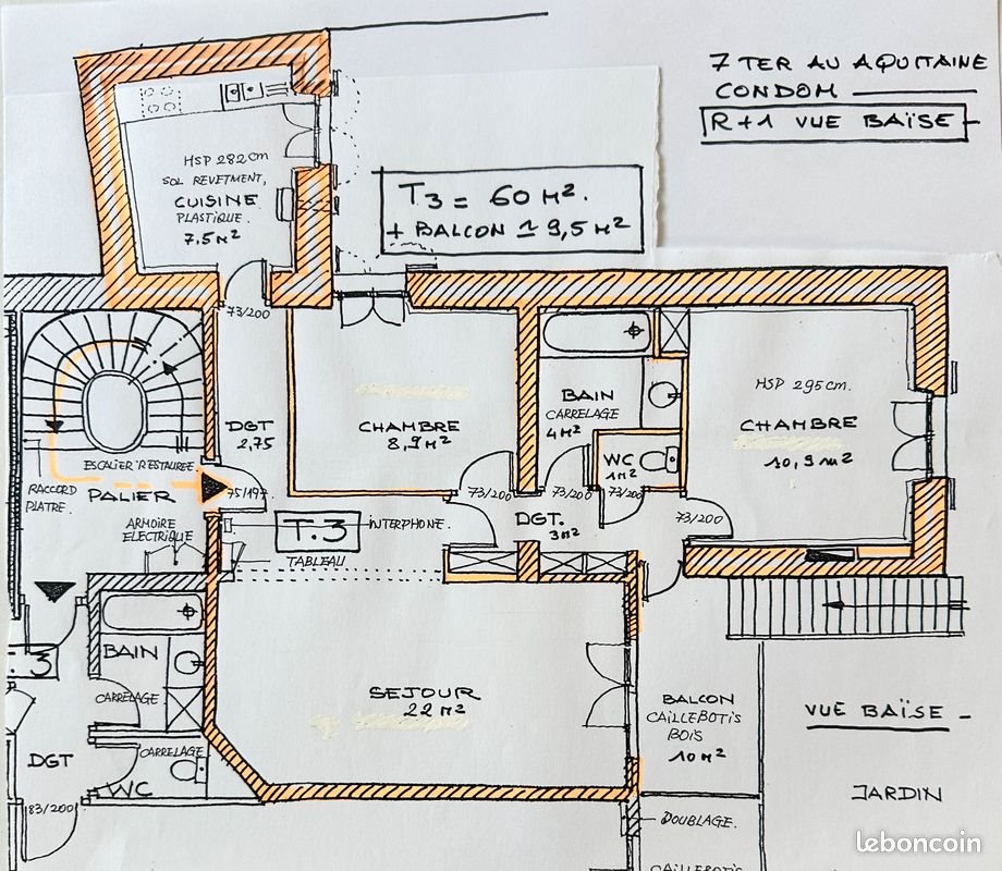 Appartement à louer, 60m², Condom