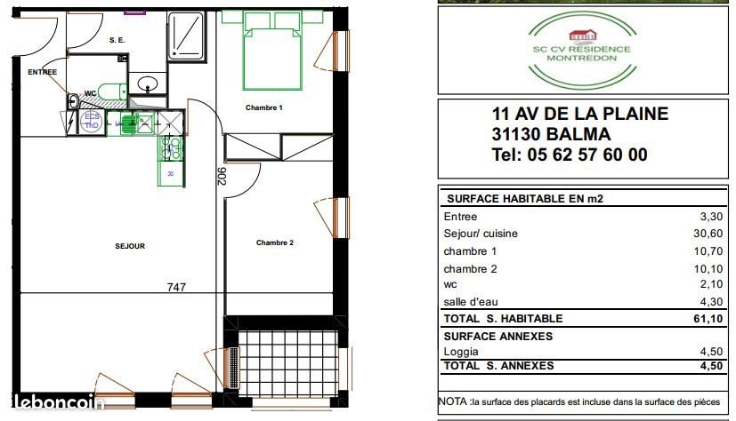 Appartement à louer, 61m², L'Union