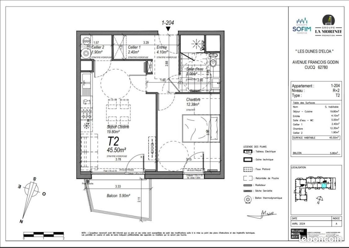 Appartement à louer, 44m², Cucq