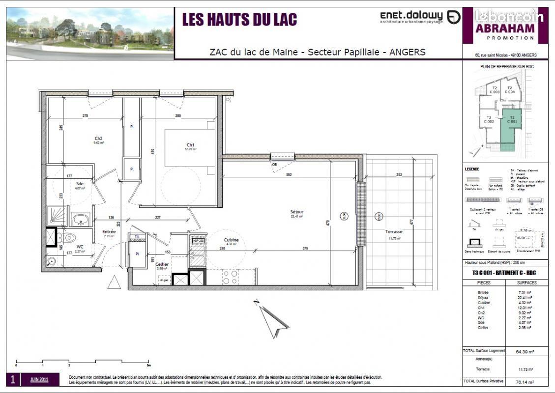 Appartement à louer, 64m², Angers