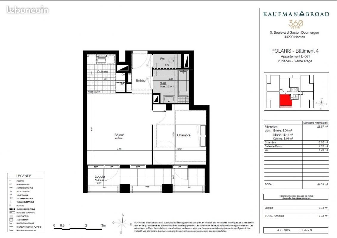 Appartement à louer, 44m², Nantes