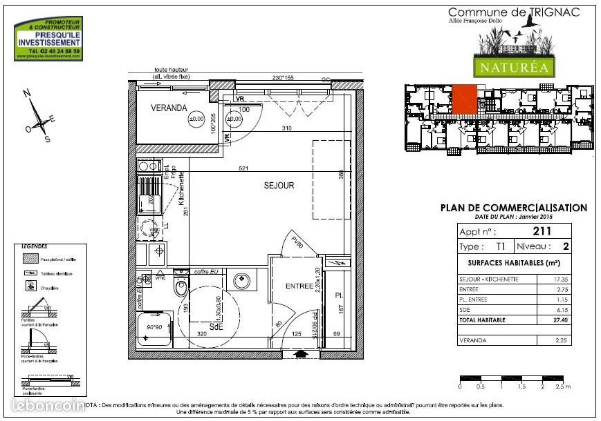 Appartement à louer, 27m², Trignac