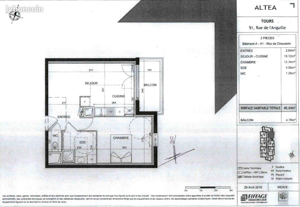 Appartement à louer, 40m², Tours