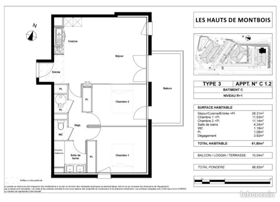 Appartement à vendre, 61m², Deyme