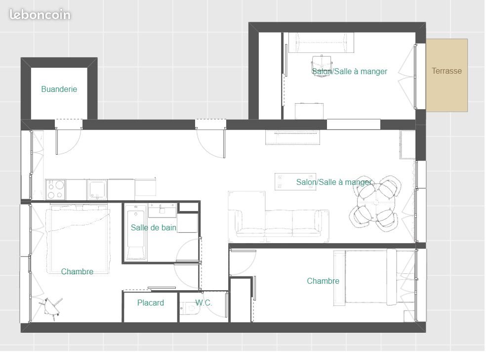 Appartement à louer, 74m², Tours