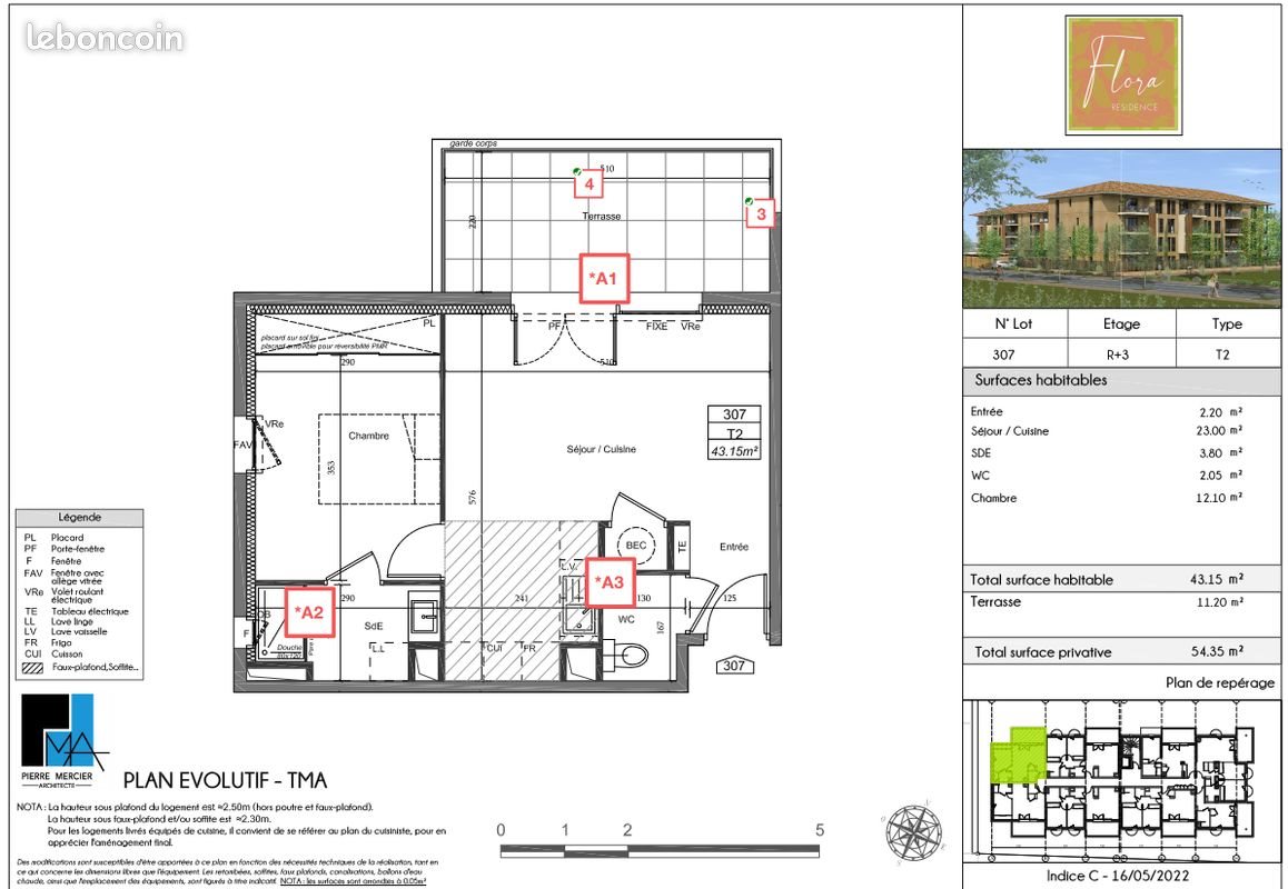 Appartement à louer, 43m², Monteux