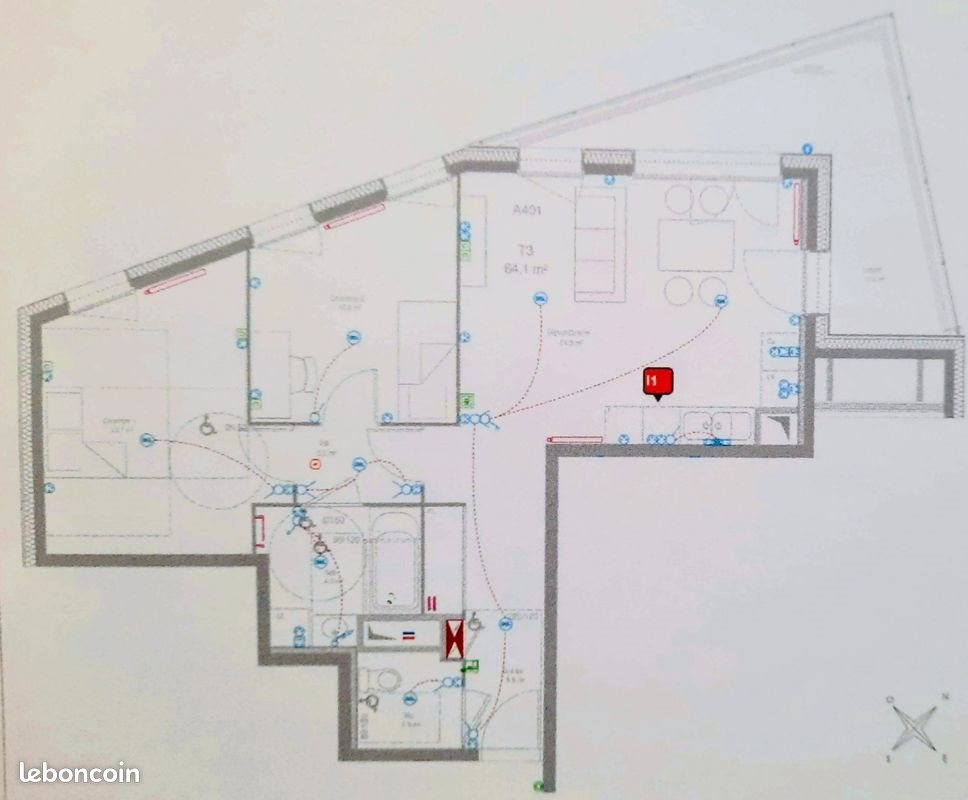 Appartement à louer, 64m², Lyon 8ème