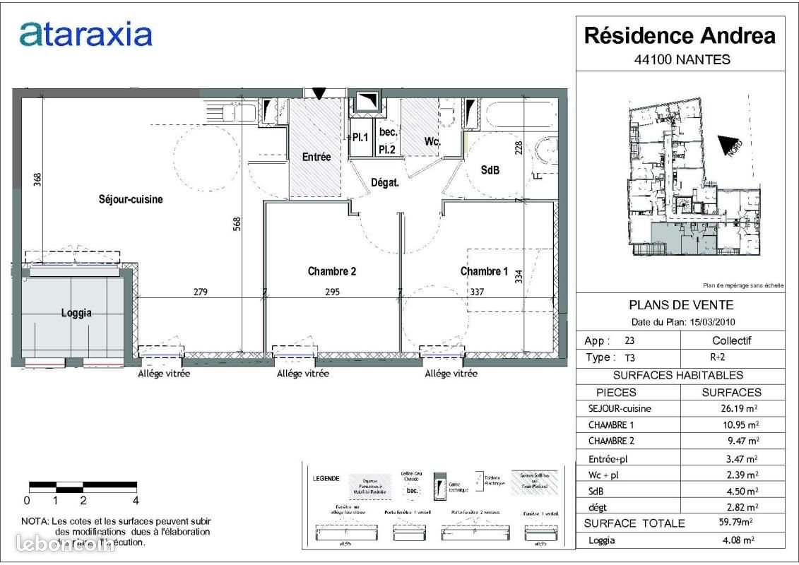 Appartement à louer, 59m², Nantes