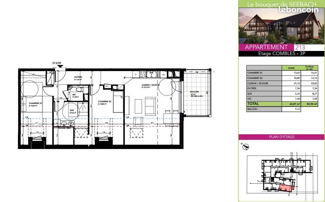 Appartement à louer, 65m², Seebach